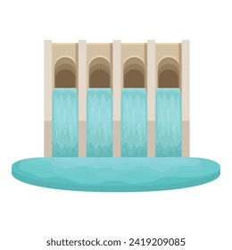 Fall water dam icon cartoon vector. Power station. Plant generator