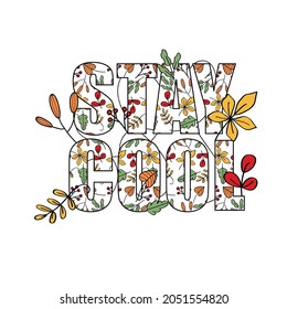 fall winter leaf color text line tee slogan illustration art vector 
