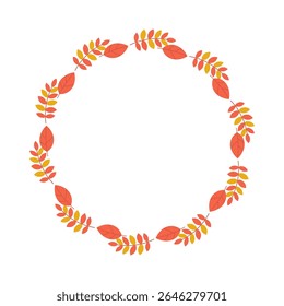 Fall Wreath with Autumn Leaves Vector for Autumn Decor, Invitations, or Seasonal Projects.