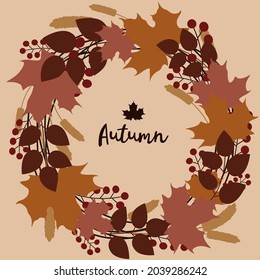 Fall wreath with red berries.
