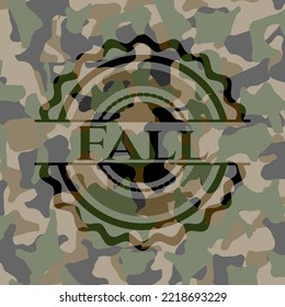 Fall written on a camouflage texture. Vector Illustration. Detailed. 