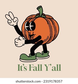 It's fall Y' all With Pumpkin Groovy Character Design