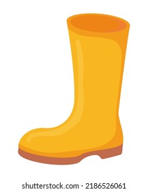 Cae la funda amarilla de goma o zapato. El concepto de tela lluviosa de jardinería. Ilustración vectorial de material aislada sobre fondo blanco.