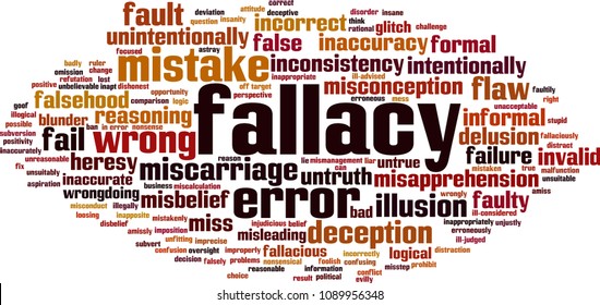 Fallacy word cloud concept. Vector illustration