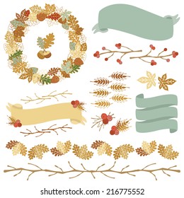 Fall/Autumn Decorative Elements Set