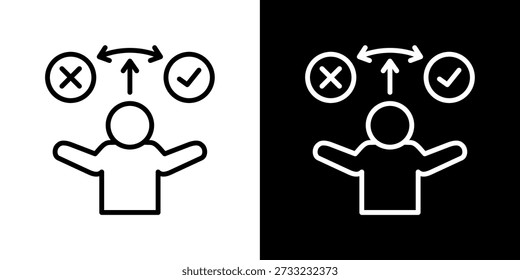 Icono de elección de respaldo en estilo de línea en blanco y negro
