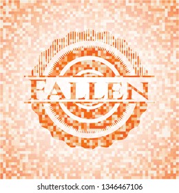 Fallen abstract emblem, orange mosaic background