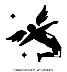 Fallen angel icon in glyph style 