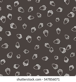 Fallen autumn acorns - vector seamless pattern