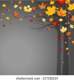 Fallen autumn leaves with space for text