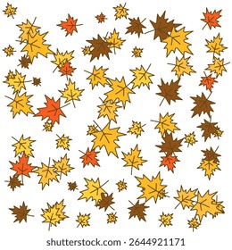 fallen autumn maple leaves background vector illustration