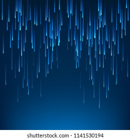 Fallen blue lines on dark blue background. Vector Illustration