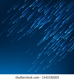Fallen blue lines on dark blue background. Vector Illustration