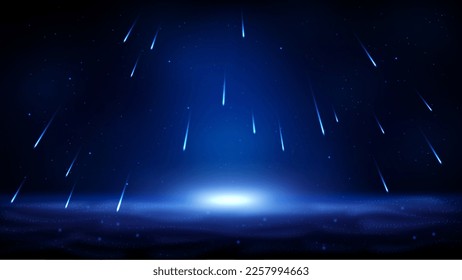 Fallen Blue Lines on Dark Blue Background. Vector Illustration