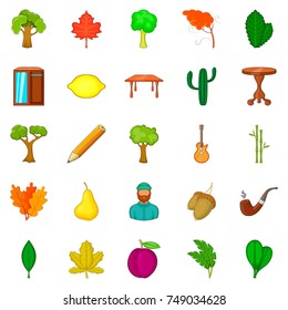 Fallen foliage icons set. Cartoon set of 25 fallen foliage vector icons for web isolated on white background