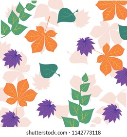 Fallen forest leaves. colored texture. Autumn nature border vector abstract illustration, seasonal pattern, banner and poster illustration