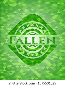 Fallen green emblem with triangle mosaic background