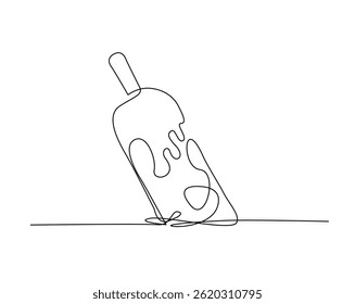Fallen Ice cream cone outline drawing illustration. one continuous line drawing of Ice cream.
