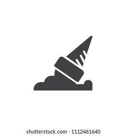 Fallen ice cream vector icon. filled flat sign for mobile concept and web design. Ice cream melted simple solid icon. Symbol, logo illustration. Pixel perfect vector graphics