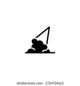 Fallen ice cream vector icon in black solid flat design icon isolated on white background
