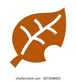 Fallen leaf icon emoji isolated vector illustration on white background