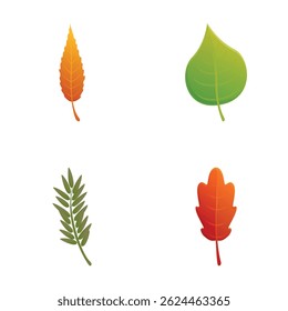 Fallen leaf icons set cartoon vector. Tree leaf of various color. Nature, autumn season