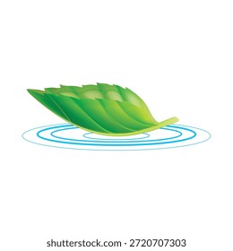 Folha caída em ícone de água logotipo vetor outono natureza ilustração isolada
