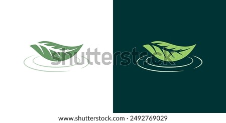 Fallen leaf on water icon logo vector autumn nature illustration isolated