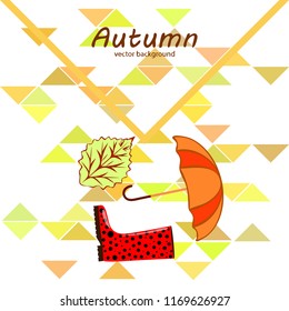 fallen leaf umbrella rubber boot autumnal vector background