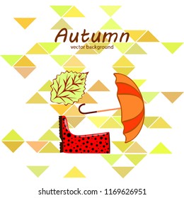fallen leaf umbrella rubber boot autumnal vector background
