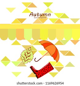 fallen leaf umbrella rubber boot autumnal vector background