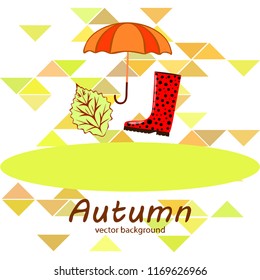 fallen leaf umbrella rubber boot autumnal vector background