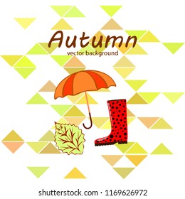 fallen leaf umbrella rubber boot autumnal vector background