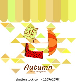 fallen leaf umbrella rubber boot autumnal vector background