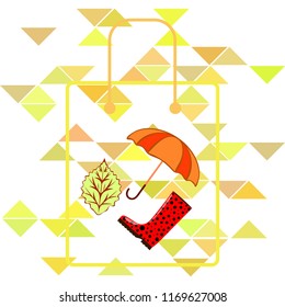 fallen leaf umbrella rubber boot autumnal vector background