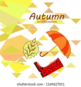 fallen leaf umbrella rubber boot autumnal vector background