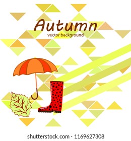 fallen leaf umbrella rubber boot autumnal vector background