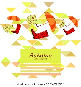 fallen leaf umbrella rubber boot autumnal vector background