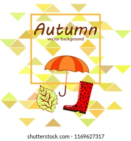 fallen leaf umbrella rubber boot autumnal vector background