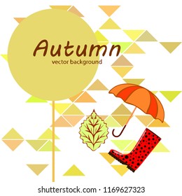 fallen leaf umbrella rubber boot autumnal vector background