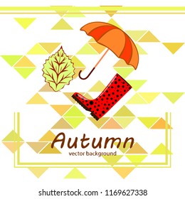 fallen leaf umbrella rubber boot autumnal vector background