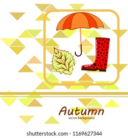 fallen leaf umbrella rubber boot autumnal vector background