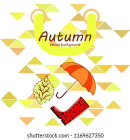 fallen leaf umbrella rubber boot autumnal vector background