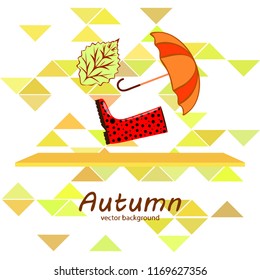 fallen leaf umbrella rubber boot autumnal vector background