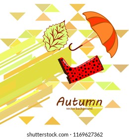 fallen leaf umbrella rubber boot autumnal vector background