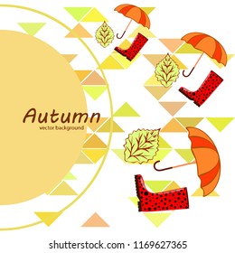 fallen leaf umbrella rubber boot autumnal vector background