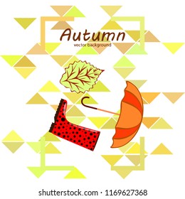 fallen leaf umbrella rubber boot autumnal vector background