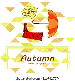 fallen leaf umbrella rubber boot autumnal vector background
