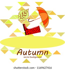 fallen leaf umbrella rubber boot autumnal vector background