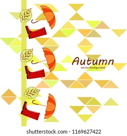 fallen leaf umbrella rubber boot autumnal vector background